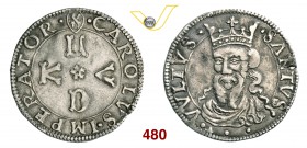 LUCCA REPUBBLICA (1369-1799) Grosso da 3 Bolognini, dopo il 1450, stemma Arnolfini. D/ LVCA a croce R/ Il Volto Santo, coronato, di 3/4 a s. CNI - Bel...