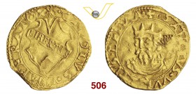LUCCA REPUBBLICA (1369-1799) Scudo d'oro del Sole, dopo il 1450, armetta Fatinelli. D/ Stemma sannitico R/ Il Volto Santo, coronato, di 3/4 a s. CNI 1...
