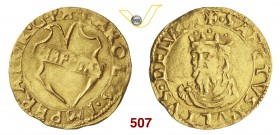 LUCCA REPUBBLICA (1369-1799) Scudo d'oro del Sole, dopo il 1450, senza armetta. D/ Stemma sannitico R/ Il Volto Santo, coronato, di 3/4 a s. CNI 138/1...