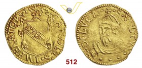 LUCCA REPUBBLICA (1369-1799) Scudo d'oro del sole, 1552, armetta Serantoni. D/ Stemma ornato R/ Il Volto Santo, coronato, di 3/4 a s. CNI - MIR tipo 1...