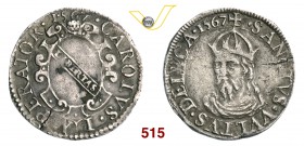 LUCCA REPUBBLICA (1369-1799) Grossone da 10 bolognini, 1567. D/ Stemma ornato R/ Il Volto Santo, coronato, di 3/4 a s. CNI 434/435 MIR 188 Bellesia pa...