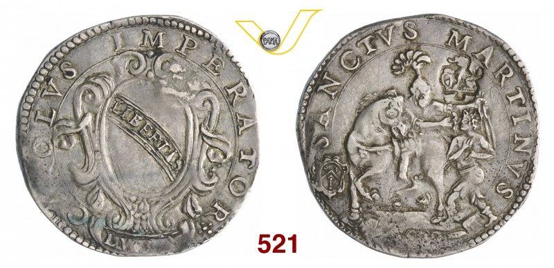 LUCCA REPUBBLICA (1369-1799) Mezzo Ducatone, 1598. D/ Stemma coronato R/ San Mar...