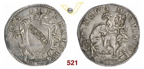 LUCCA REPUBBLICA (1369-1799) Mezzo Ducatone, 1598. D/ Stemma coronato R/ San Martino, a cavallo, divide il mantello col povero. CNI 500 MIR 198/3 (R5,...