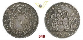 LUCCA REPUBBLICA (1369-1799) San Martino da 15 bolognini, 1735. D/ Stemma coronato R/ San Martino, a cavallo, divide il mantello col povero. CNI 781 M...