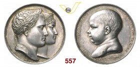 NAPOLEONE I (1804-1814) Medaglia 1811 per la nascita del Re di Roma. Br. 1091 Ag mm 40,6 g 42,33 • Bella patina SPL