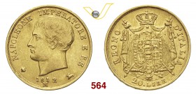 NAPOLEONE I, Imperatore (1804-1814) 20 Lire 1812 Milano “puntali sagomati”. Pag. 22a Au Rara BB/q.SPL