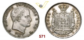 NAPOLEONE I, Imperatore (1804-1814) Lira 1814 Milano “II° tipo”, puntali sagomati. Pag. 47a Ag g 4,97 • Eccezionale, fondi speculari FDC