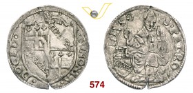 ANONIME PONTIFICE 1500 (XVI Secolo) Grosso (periodo di Clemente VII). D/ Stemma R/ San Petronio seduto. MIR 832/1 Ag g 2,02 BB
