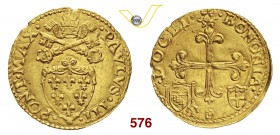 PAOLO III (1534-1549) Scudo d'oro del sole, Bologna. D/ Stemma R/ Croce con estremità gigliate. Munt. 88 MIR 903/1 Au g 3,35 Molto rara SPL