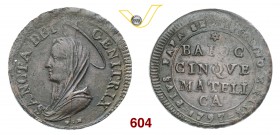 PIO VI (1775-1799) Madonnina da 5 Baiocchi 1797 A. XXIII, Matelica. CNI 1 Munt. 372 Ae Molto rara BB÷SPL