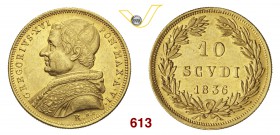 GREGORIO XVI (1831-1846) 10 Scudi 1836 VI, Roma. Pag. 157 Au g 17,35 Rara SPL