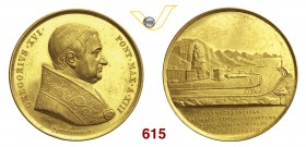 GREGORIO XVI (1831-1846) Medaglia 1843 XIII per l'apertura del porto di Terracina. Bart. E843 Au g 49,35 Estremamente rara • Solo 38 esemplari coniati...
