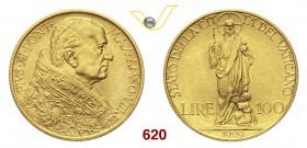 PIO XI (1929-1938) 100 Lire 1929 VIII, Roma. Pag. 612 Au g 8,78 FDC
