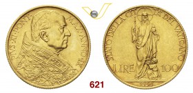 PIO XI (1929-1938) 100 Lire 1930 IX, Roma. Pag. 613 Au g 8,79 Molto rara • Abrasione al bordo del rovescio SPL