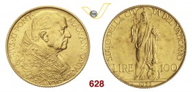 PIO XI (1929-1938) 100 Lire 1935 XIV, Roma. Pag. 618 Au g 8,80 Rara • Segnetti di contatto al diritto FDC