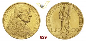 PIO XI (1929-1938) 100 Lire 1936 XV, Roma. Pag. 619 Au g 5,20 Non comune FDC