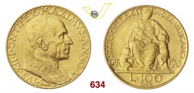 PIO XII (1939-1958) 100 Lire 1943 V, Roma. Pag. 709 Au g 5,20 Molto rara FDC