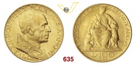 PIO XII (1939-1958) 100 Lire 1944 VI, Roma. Pag. 710 Au g 5,20 Molto rara FDC