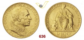 PIO XII (1939-1958) 100 Lire 1945 VII, Roma. Pag. 711 Au g 5,20 Molto rara FDC