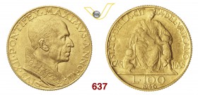 PIO XII (1939-1958) 100 Lire 1946 VIII, Roma. Pag. 712 Au g 5,19 Molto rara SPL