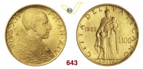 PIO XII (1939-1958) 100 Lire 1952 XIV, Roma. Pag. 718 Au g 5,20 Molto rara • Hairlines q.FDC