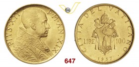 PIO XII (1939-1958) 100 Lire 1957 XIX, Roma. Pag. 723 Au g 5,21 Rara FDC
