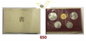 PIO XII (1939-1958) Serie 1950 A. Jub., Roma, composta da 100 Lire oro, Lire 10, 5, 2 e 1 in Italma. • In cartoncino della Zecca FDC