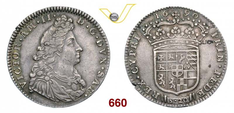 VITTORIO AMEDEO II (1675-1713) Lira 1690. MIR 863a Ag g 5,96 Molto rara • Bella ...