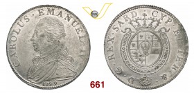 CARLO EMANUELE IV (1796-1800) Mezzo Scudo 1799 Torino. Pag. 3 Ag g 17,61 Rara q.FDC