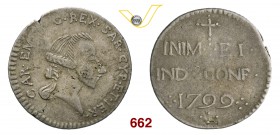 CARLO EMANUELE IV (1796-1800) Reale 1799 Cagliari. Gig. 24 Mi g 3,05 Rarissima BB+