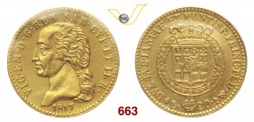 VITTORIO EMANUELE I (1802-1821) 20 Lire 1817 Torino. MIR 1028b Pag. 5 Varesi 4 Au Rara • Sigillata SPL, colpetto, da Num. Estense/Burani