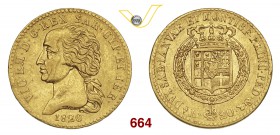 VITTORIO EMANUELE I (1802-1821) 20 Lire 1820 Torino. MIR 1028e Pag. 8 Varesi 7 Au g 6,38 Rara BB