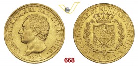 CARLO FELICE (1821-1831) 80 Lire 1825 Torino. MIR 1032e Pag. 26 Au g 25,77 BB/SPL