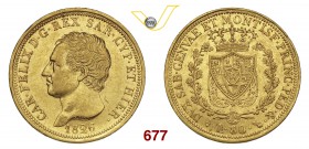 CARLO FELICE (1821-1831) 80 Lire 1826 Torino. MIR 1032f Pag. 28 Au g 25,77 BB+
