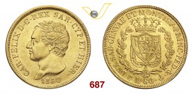 CARLO FELICE (1821-1831) 80 Lire 1830 Genova. MIR 1032m Pag. 35 Au g 25,73 SPL