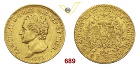 CARLO FELICE (1821-1831) 20 Lire 1825 Genova. Pag. 50 Varesi 14 Au g 6,41 Estremamente rara q.BB