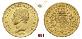 CARLO FELICE (1821-1831) 20 Lire 1826 Torino. MIR 1034h Pag. 52 Varesi 16 Au g 6,43 BB/SPL