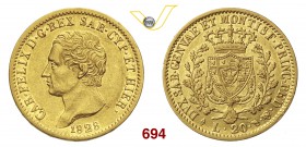CARLO FELICE (1821-1831) 20 Lire 1828 Torino “L” Varesi 20 Au g 6,45 SPL