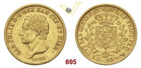 CARLO FELICE (1821-1831) 20 Lire 1828 Torino “L”. MIR 1034k Pag. 56 Varesi 20 Au g 6,41 BB/q.SPL