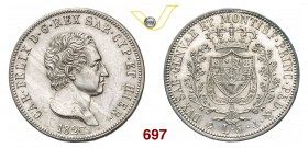 CARLO FELICE (1821-1831) 5 Lire 1827 Genova. Pag. 72 Ag g 24,99 SPL÷FDC