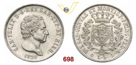 CARLO FELICE (1821-1831) 5 Lire 1829 Genova. Pag. 76 Ag SPL÷FDC