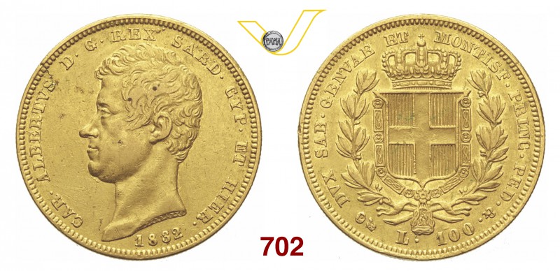 CARLO ALBERTO (1831-1849) 100 Lire 1832 Genova. MIR 1043a Pag. 134 Au g 32,19 Ra...