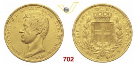 CARLO ALBERTO (1831-1849) 100 Lire 1832 Genova. MIR 1043a Pag. 134 Au g 32,19 Rara • Colpetti BB