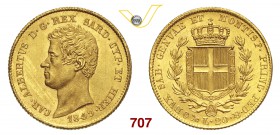 CARLO ALBERTO (1831-1849) 20 Lire 1849 Genova. MIR 1045ac Pag. 208 Au g 6,47 FDC