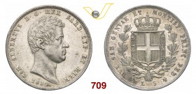 CARLO ALBERTO (1831-1849) 5 Lire 1832 Genova. Pag. 231 Ag g 25,03 SPL