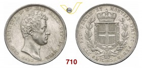 CARLO ALBERTO (1831-1849) 5 Lire 1833 Genova. Pag. 233 Ag Non comune SPL+