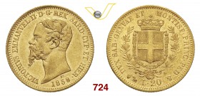 VITTORIO EMANUELE II, Re di Sardegna (1849-1861) 20 Lire 1858 Genova. MIR 1055r Pag. 352 Au g 6,42 q.SPL