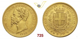 VITTORIO EMANUELE II, Re di Sardegna (1849-1861) 20 Lire 1858 Genova. MIR 1055r Pag. 352 Au g 6,45 BB+