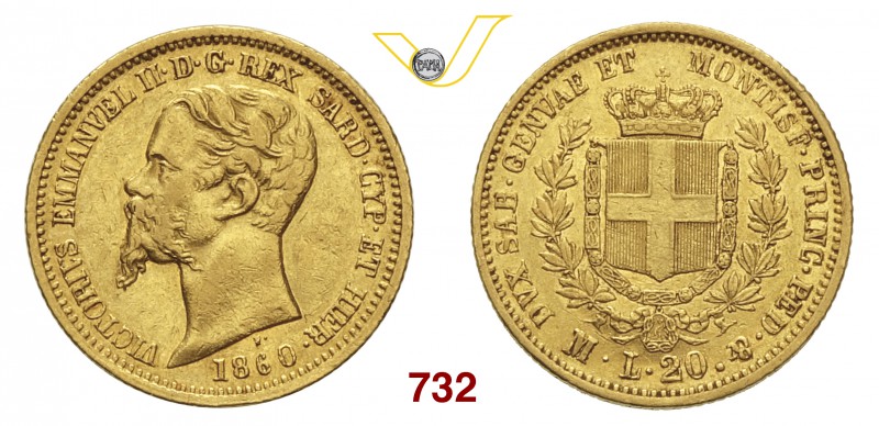 VITTORIO EMANUELE II, Re di Sardegna (1849-1861) 20 Lire 1860 Milano. MIR 1055w ...