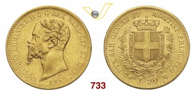 VITTORIO EMANUELE II, Re di Sardegna (1849-1861) 20 Lire 1860 Torino. MIR 1055x Pag. 358 Au g 6,44 Non comune • Colpetto al bordo q.SPL